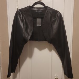 Eloquii Faux Leather Sleeves - Black, Size 24